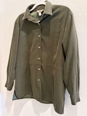Talbots Olive Utility Button-Up Jacket